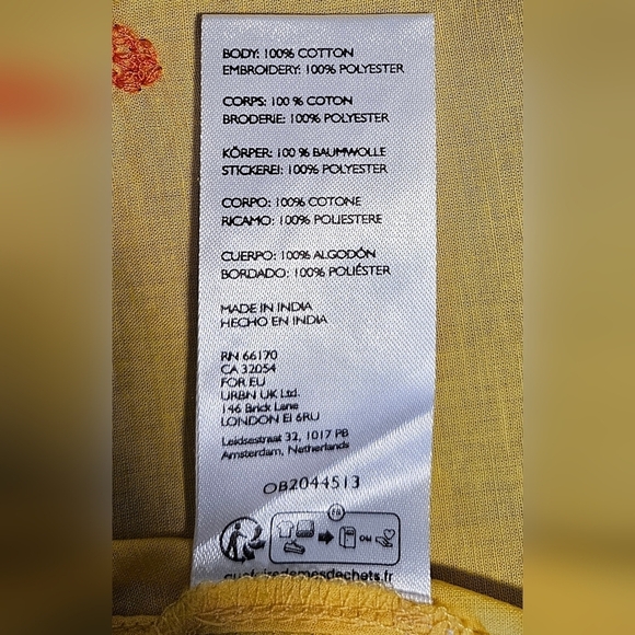 Kimchi Blue Ava Embroidered Halter Mini Dress Swim Coverup, Yellow Orange Palm S - Picture 13 of 15